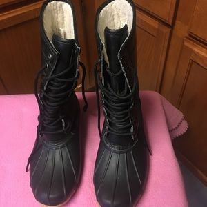 Women black rain boots size 8